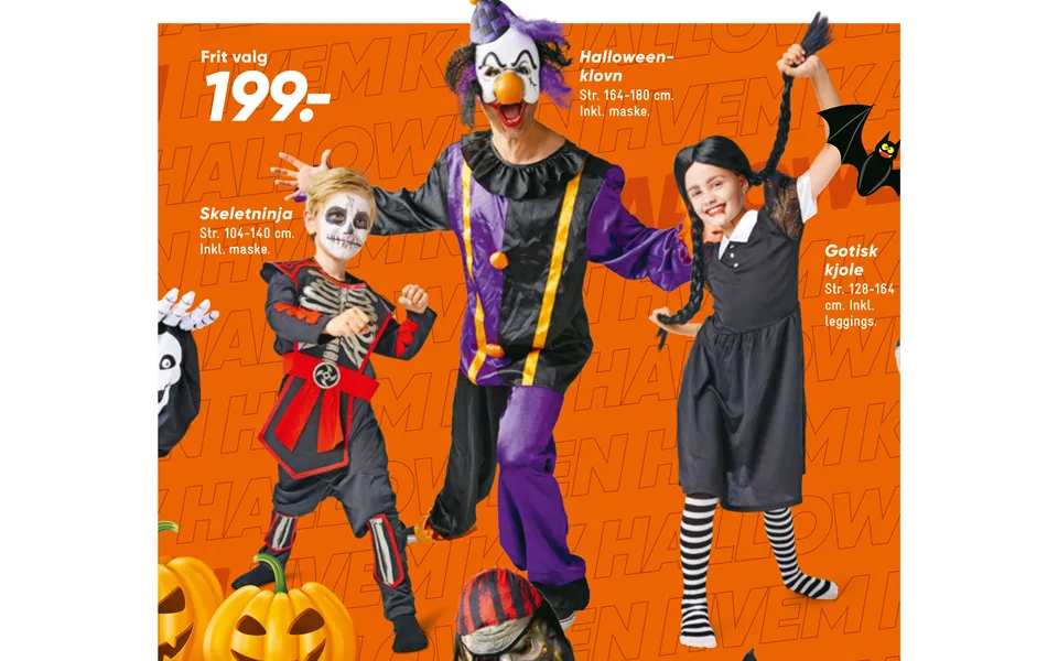 10 Halloween Gift Ideas for Teenagers Bilka Halloweenklovn Skeletninja Gotisk kjole 7702748 large