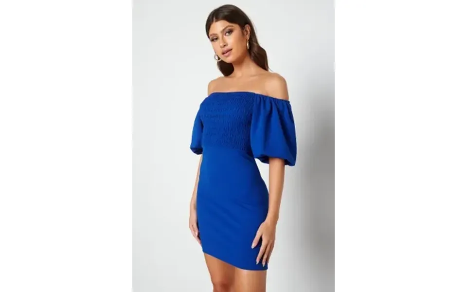 Selecting a dress for the New Year's corporate party 2024 Bubbleroom Bubbleroom Jenni Off Shoulder Puff Sleeve Dress Clear Blue Xs 71228559 large