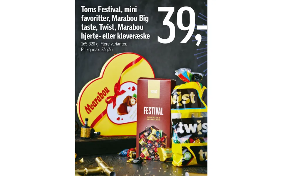 Søde gaver til nytår 2024 (45) Foetex Toms Festival mini favoritter Marabou Big taste Twist Marabou hjerte eller kloeveraeske 66172990 large