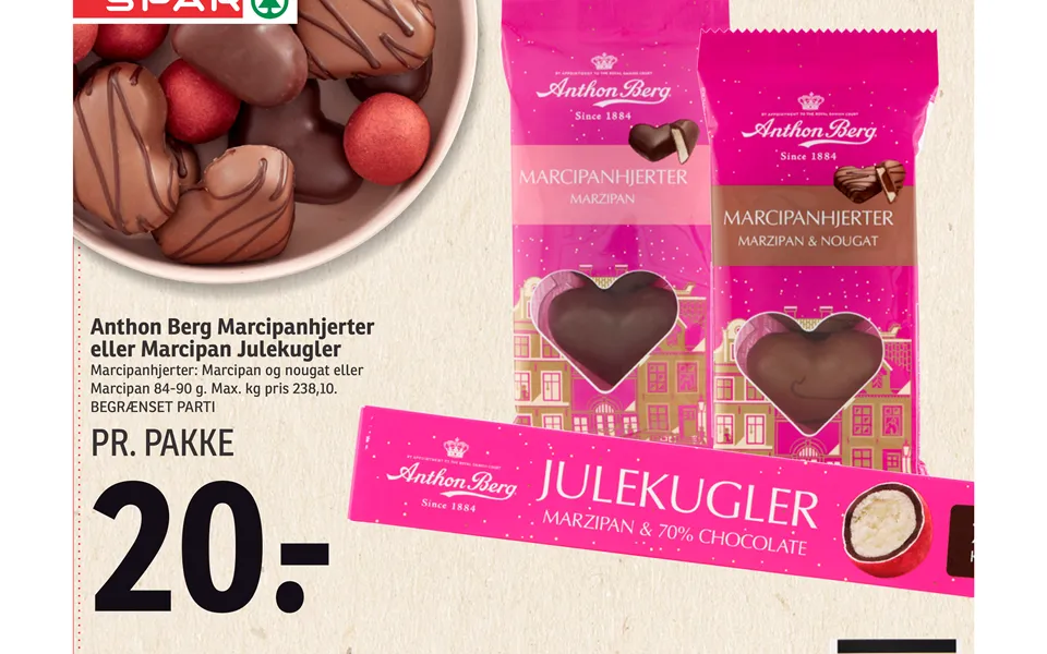Sweet gifts for New Year 2024 (45) Spar Anthon Berg Marcipanhjerter eller Marcipan Julekugler 68238586 large